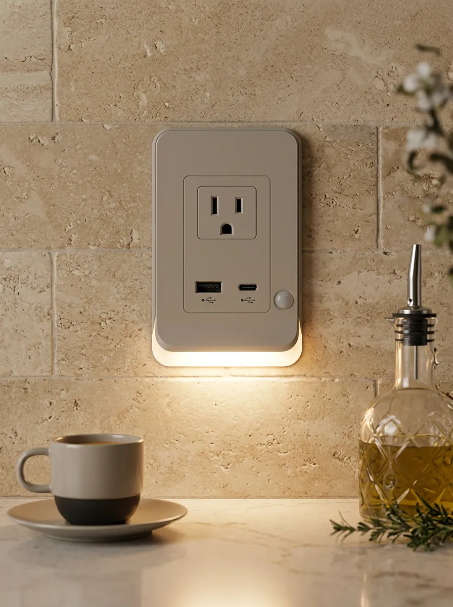 Modern Minimalist USB Motion Sensor LED Outlet Cover