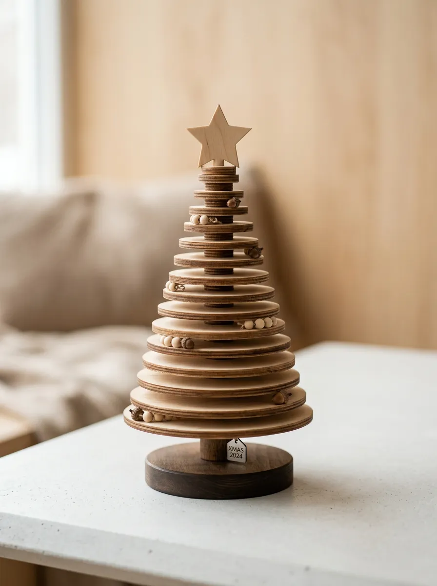 Minimalist Wooden Star Bead Christmas Tabletop Tree
