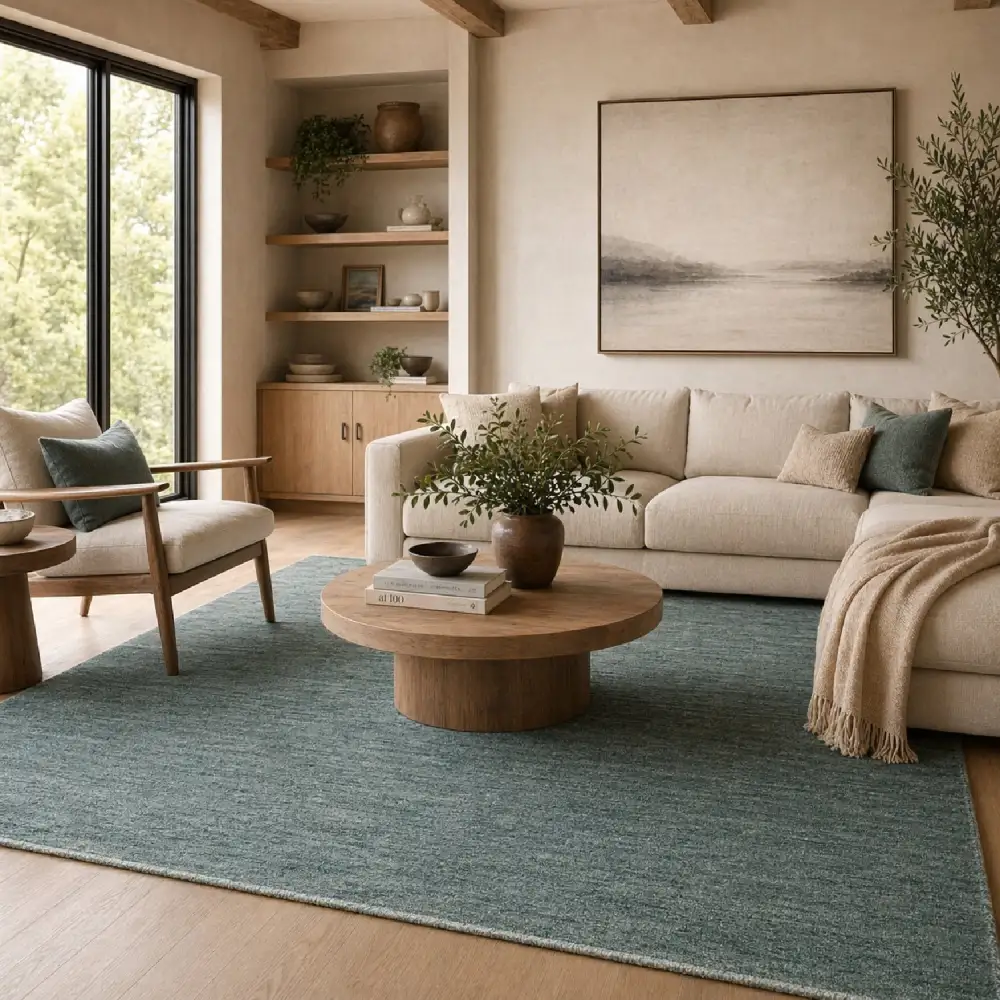 Hand-Knotted Wool Fringed Carpet