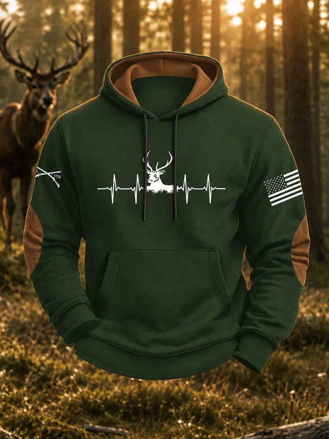 Men's Deer Hunting Printed Casual Hoodie