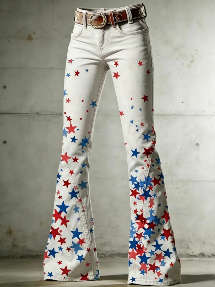 Women's 250th Anniversary Hot Diamond Printed Casual Jeans