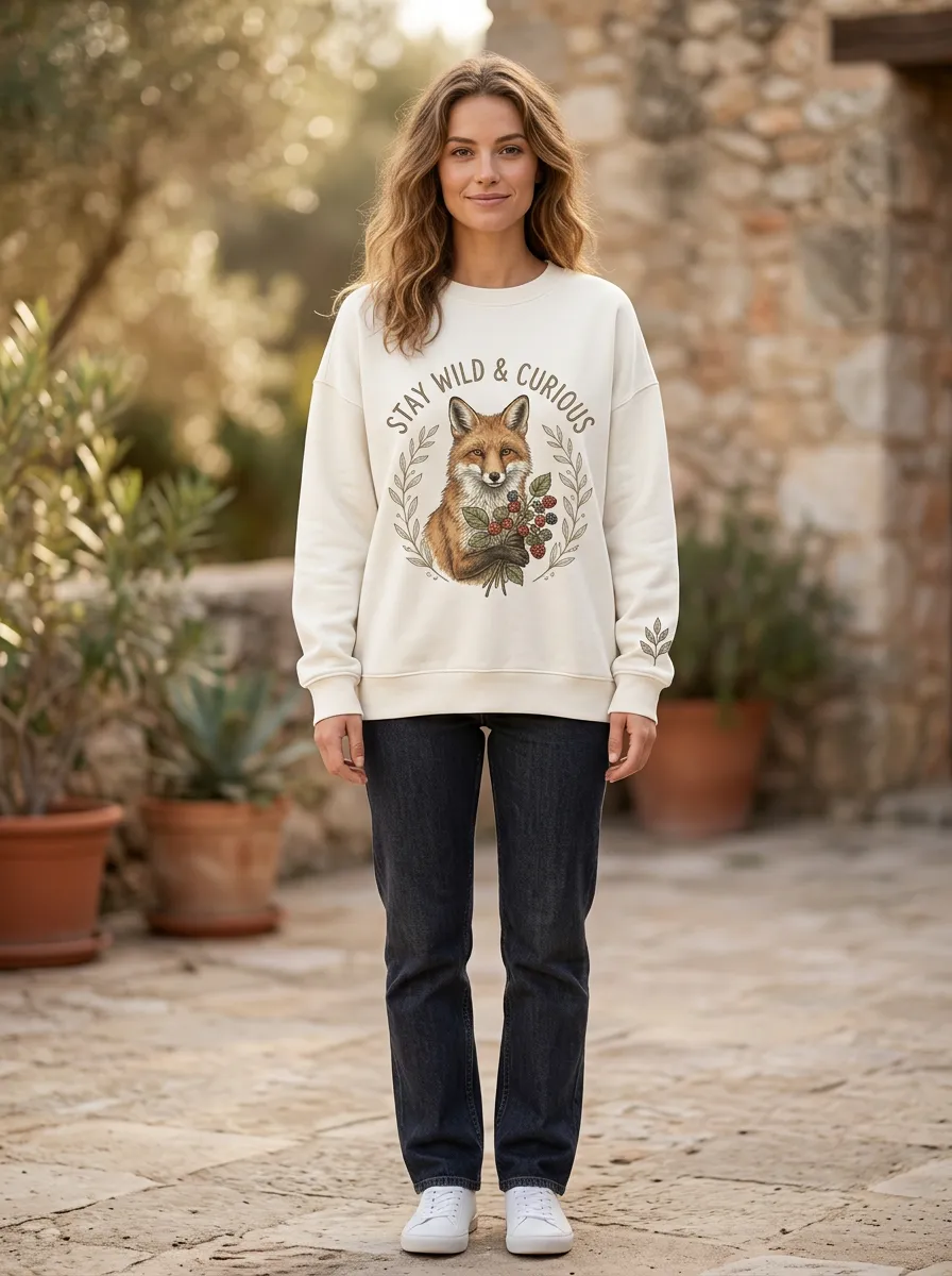 Nature Lover Stay Wild And Curious Fox Berry Sweatshirt
