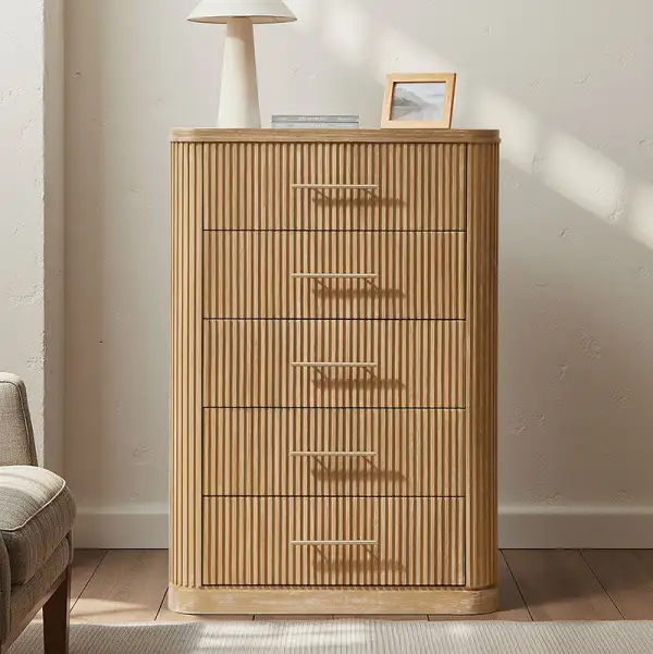 Fluted Tall Drawer Dresser
