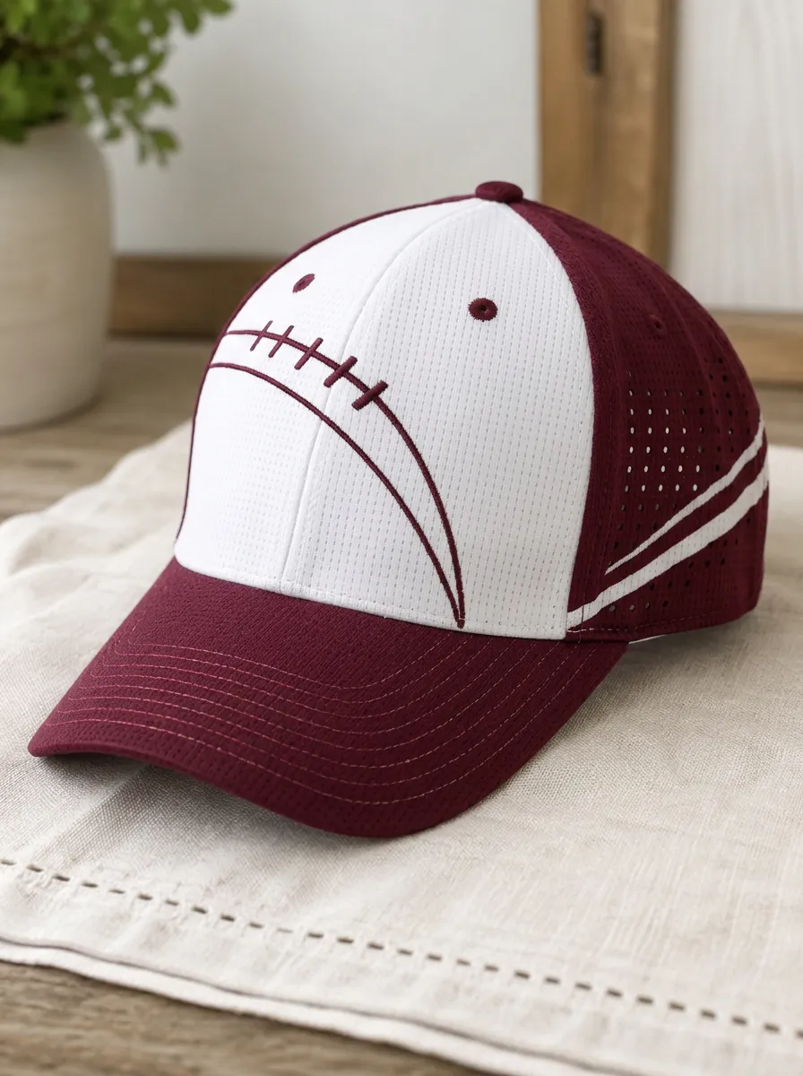 Unisex Football Fan Maroon White Stitch Printed Cap