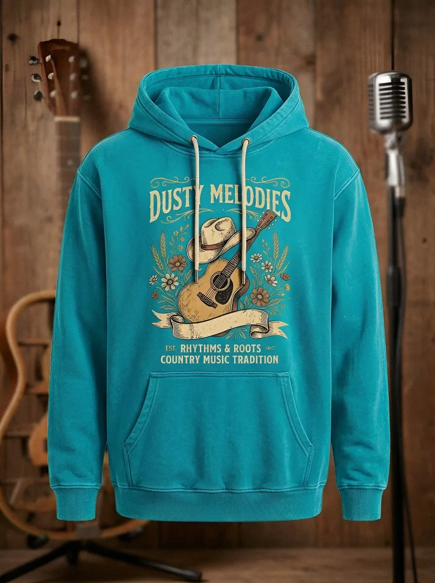 Americana Guitar Cowboy-Hat Country Music Graphic Hoodie