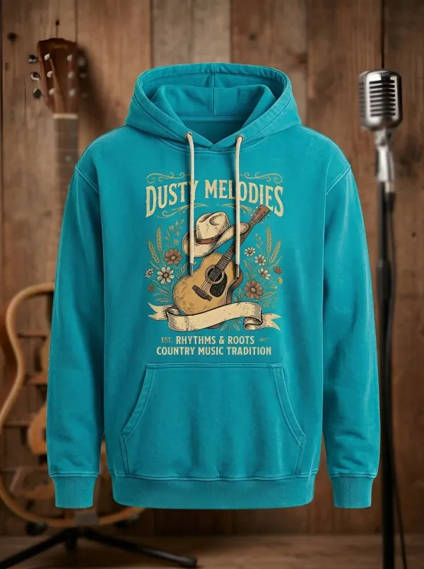 Americana Guitar Cowboy-Hat Country Music Graphic Hoodie