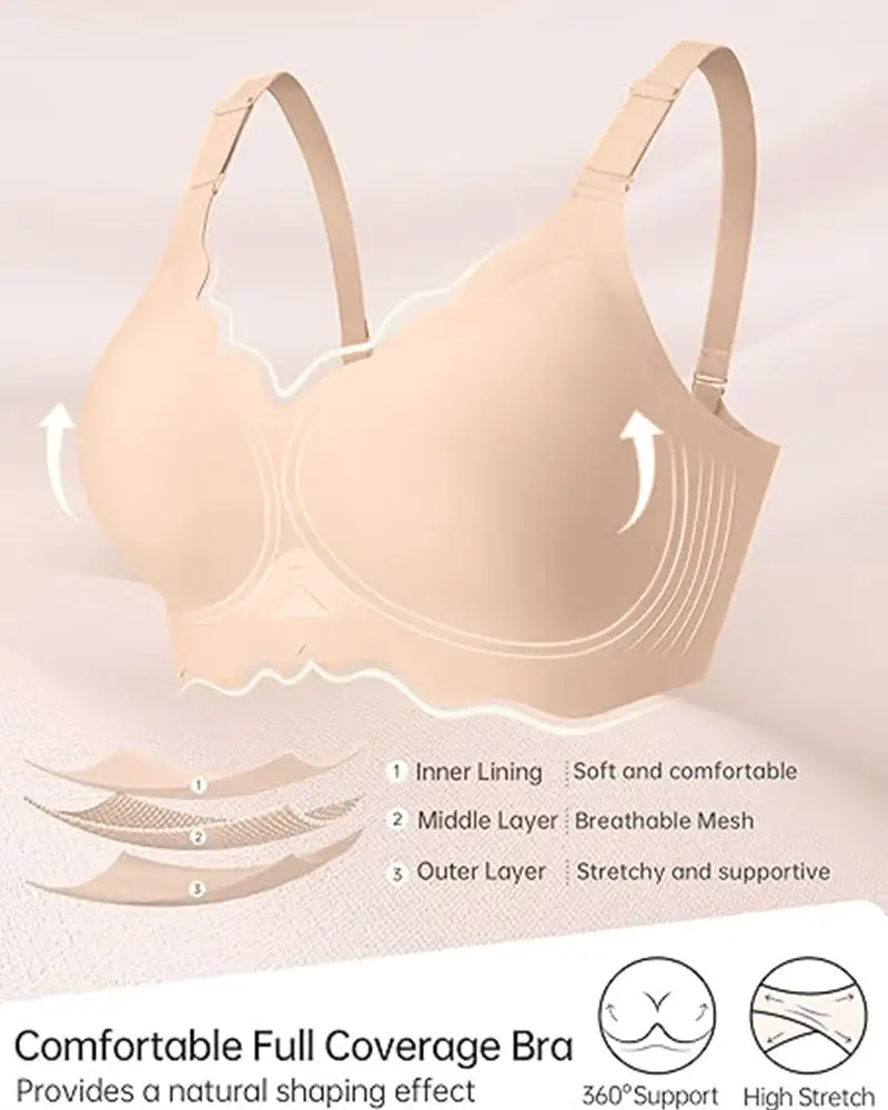 Soft Full Coverage Scalloped Wireless Jelly Bra