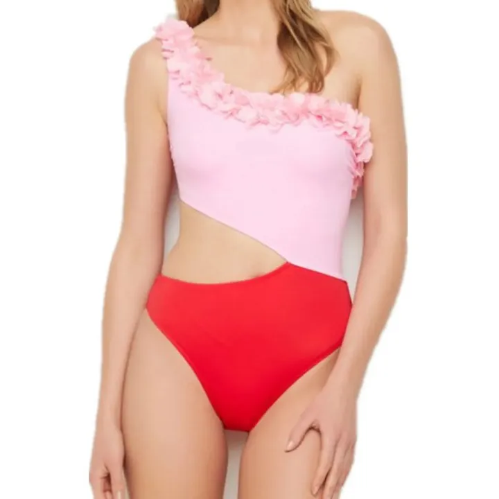 Family Cutout One-Shoulder Contrast Swimsuit