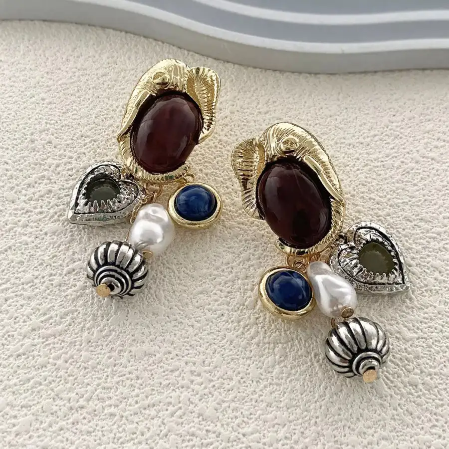 Zinc Alloy Heart Dangle Earrings