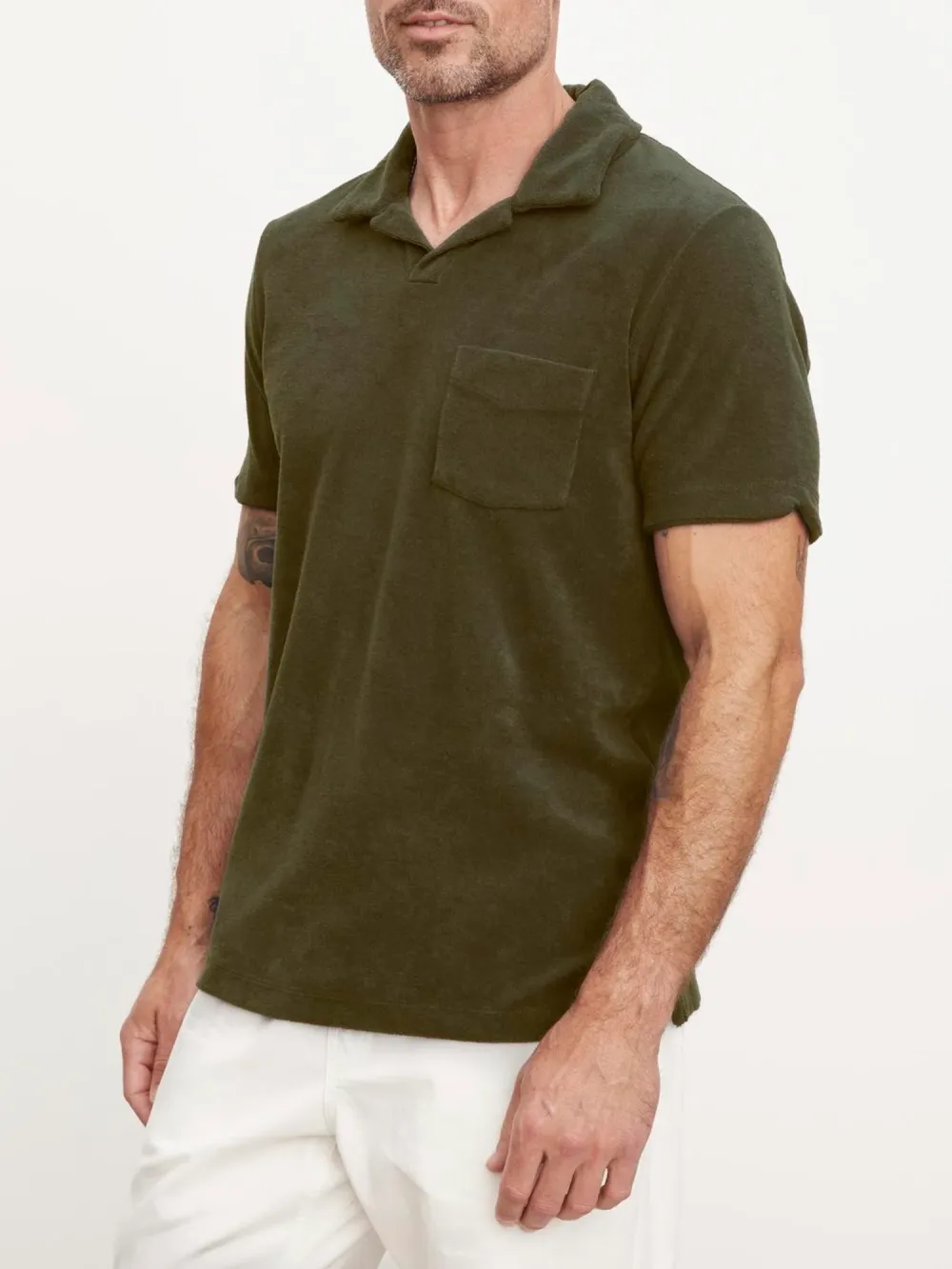Pocket Front Lapel Neck Solid Polo Shirts