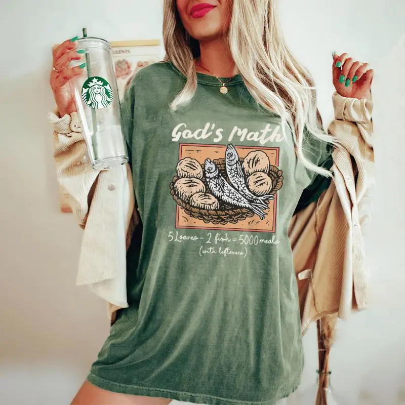 Christian 2 Fishes 5 Breads 5000 Against Women's Oversized Comfort T-Shirt