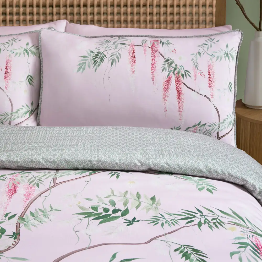Reversible Botanical Floral Cotton Sateen Duvet Cover Set