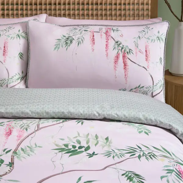 Reversible Botanical Floral Cotton Sateen Duvet Cover Set
