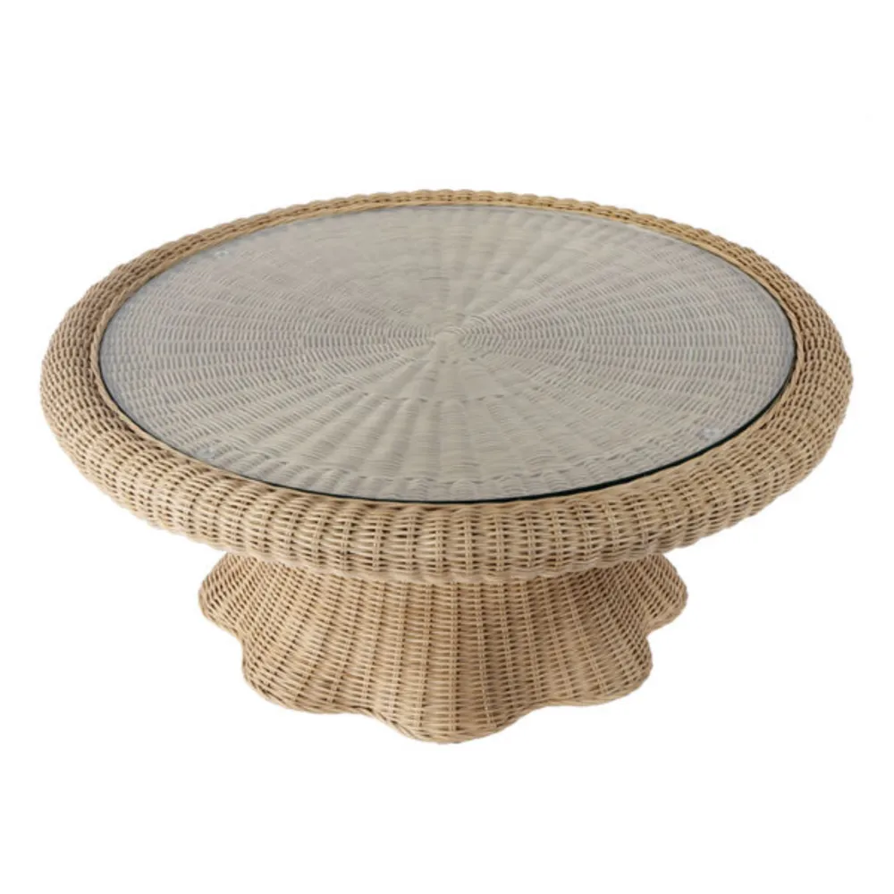 Scalloped Rattan Coffee Table