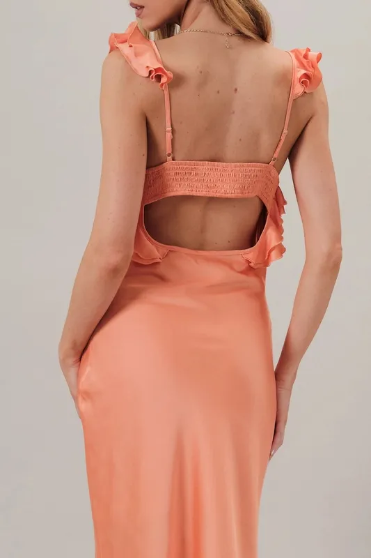 Clean Fit Satin Ruffle Dress