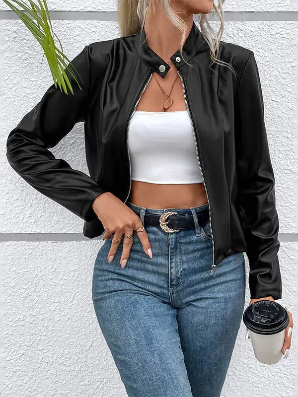 Zip Front Button Front Jacket Essential