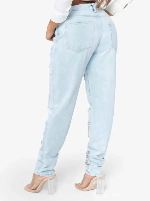 Polished Clean Distressed Denim Jeans