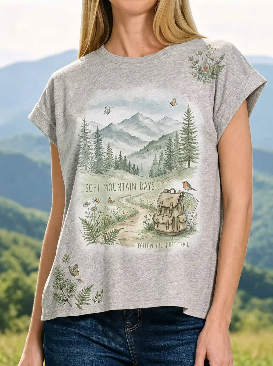 Women's Hiking Lover Mountain Forest Backpack Printed T-shirt