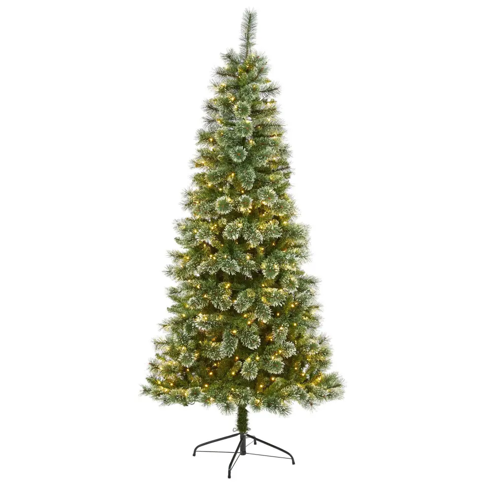 Wisconsin Slim Snow Tip Pine Artificial Christmas Tree with Clear LED Lights Botanical Accent