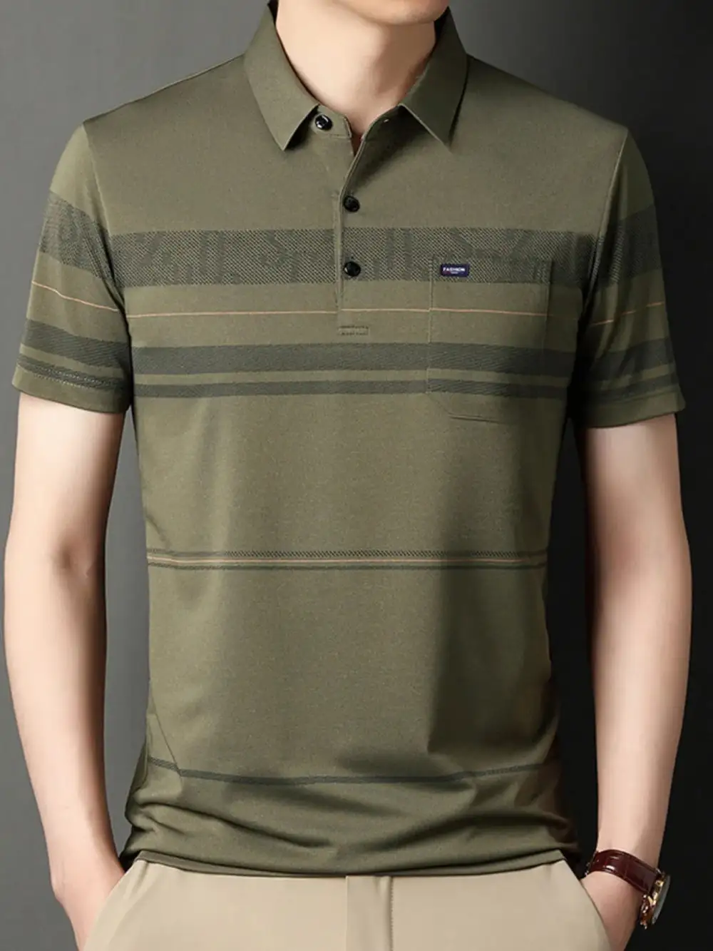 Loose Fit Striped Collared Polo Shirt