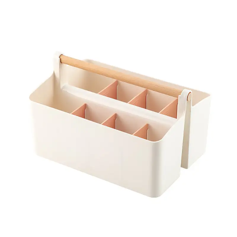 Storage Caddy With Adjustable Dividers Pink