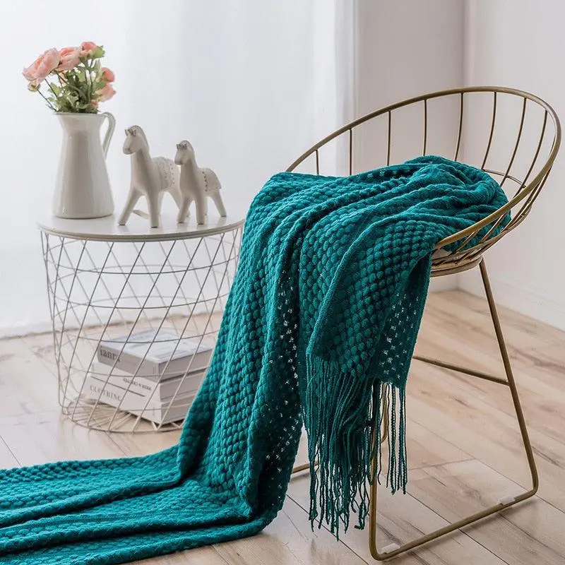 Textured Waffle Knit Throw Blanket