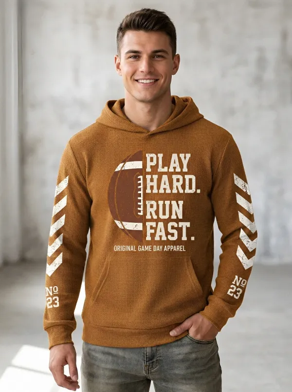 Men's Football Play Hard Run Fast Hoodie