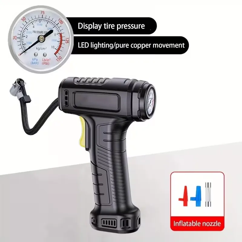Handheld Tire Inflator Gun with Pressure Gauge