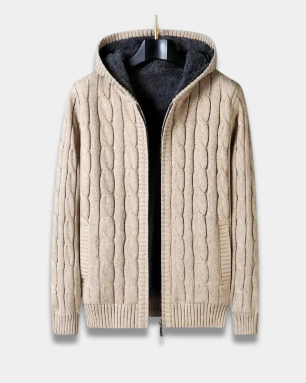 Fleece Lined Cable Knit Jacket