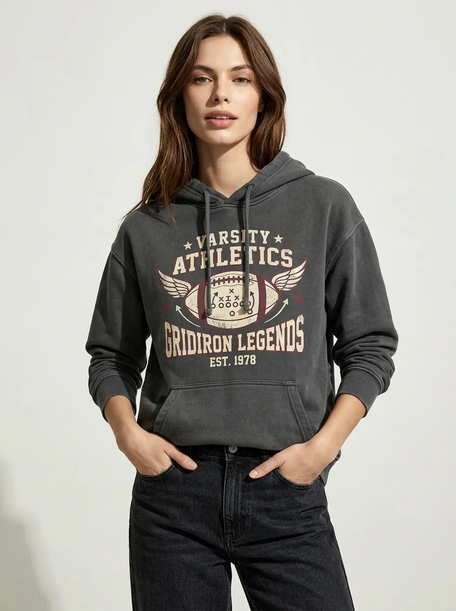 Athletics Winged Ball Football Graphic Hoodie