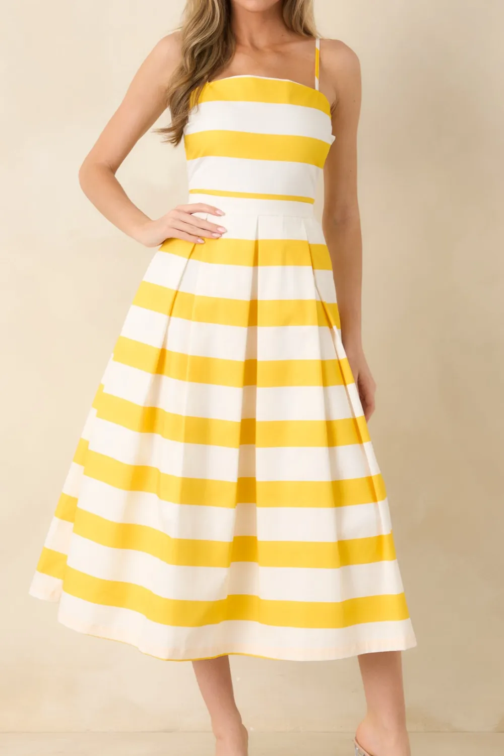 Striped Sleeveless Midi Dress
