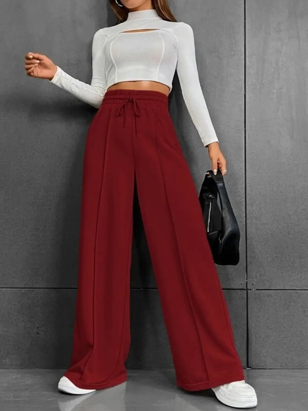 Wide Leg Drawstring Waist Pants