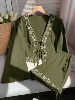 Pocketed Cotton Top and Shorts Matching Set