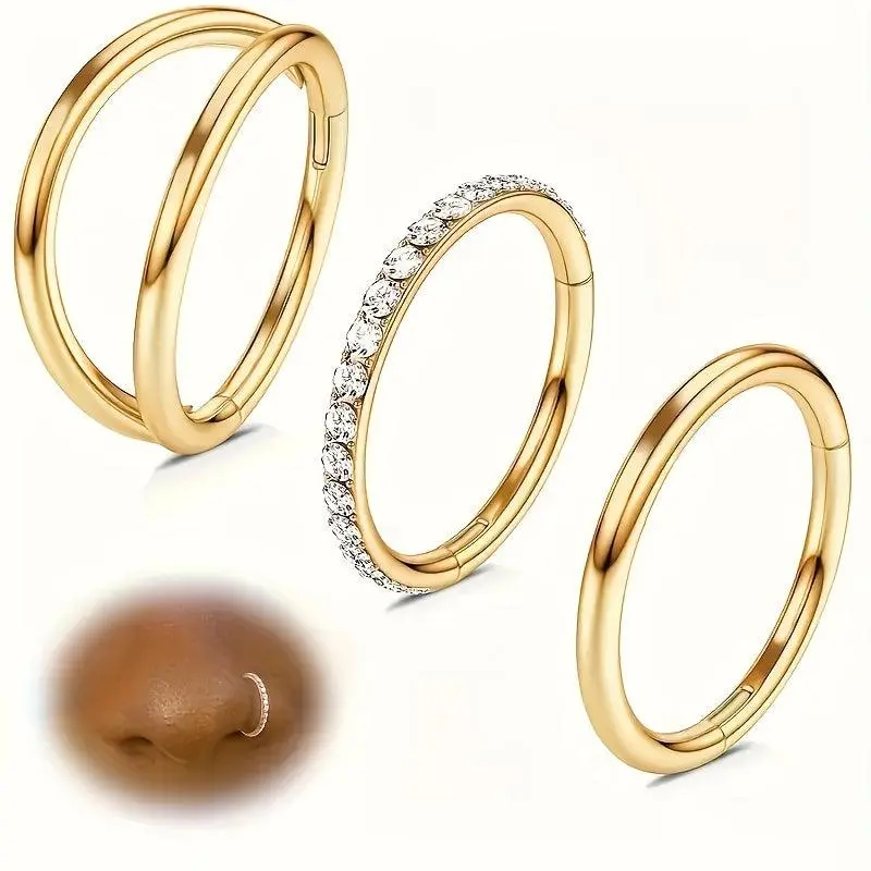 Nose Rings Double Hoops Conch Ear Screws Spiral Piercing Steel Earrings