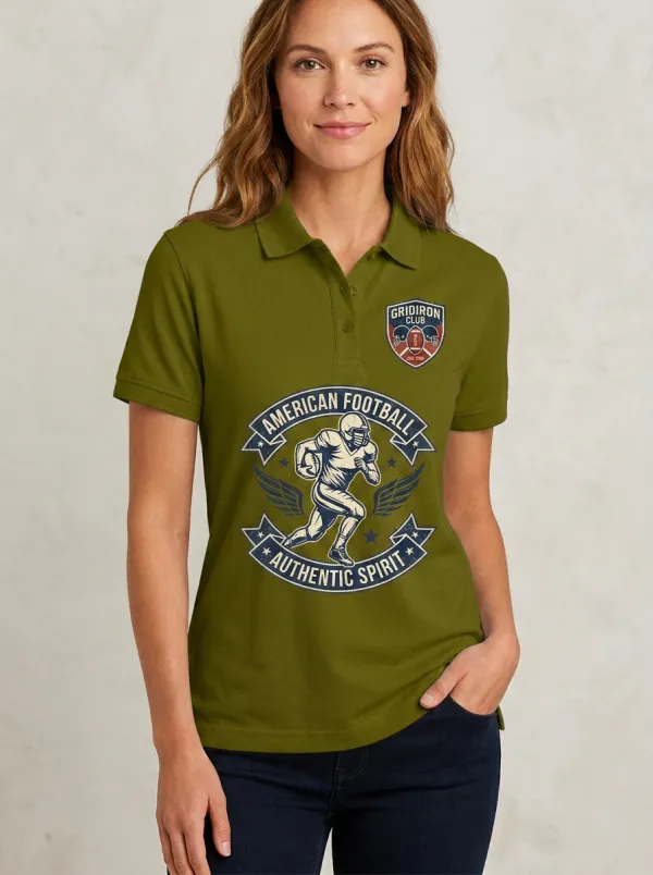 Women's American Football Gridiron Club Winged Player Graphic Polo Shirt
