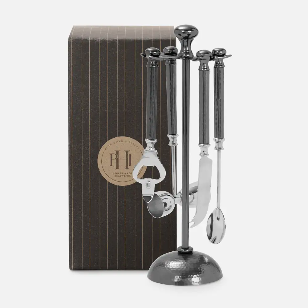 Hammered Metal Bar Tool Set