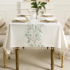 Embroidered Floral Tablecloth