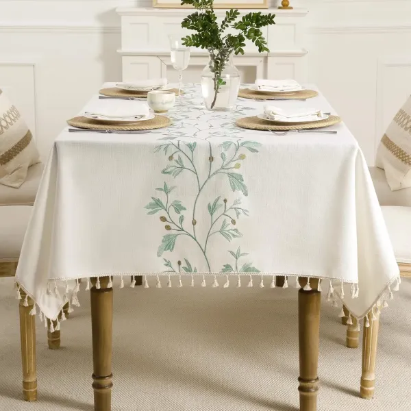 Embroidered Floral Tablecloth