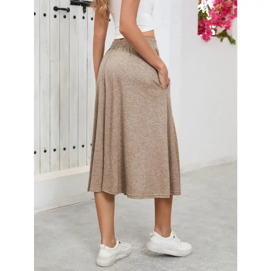 Elastic Waist Skirt with Pockets