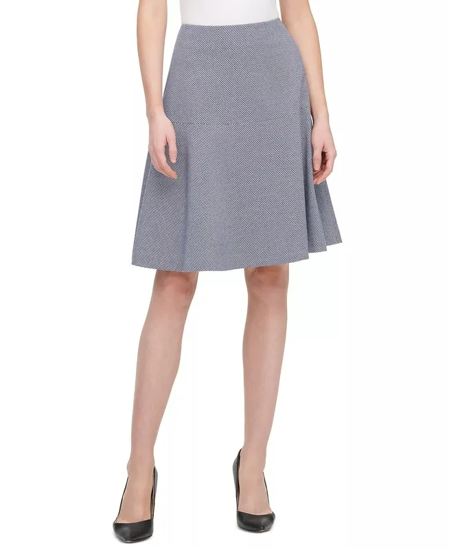 Textured Flared Zipper Skirt