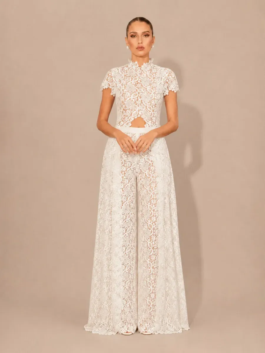 Pandora Lace-Panel Top and Trousers Set