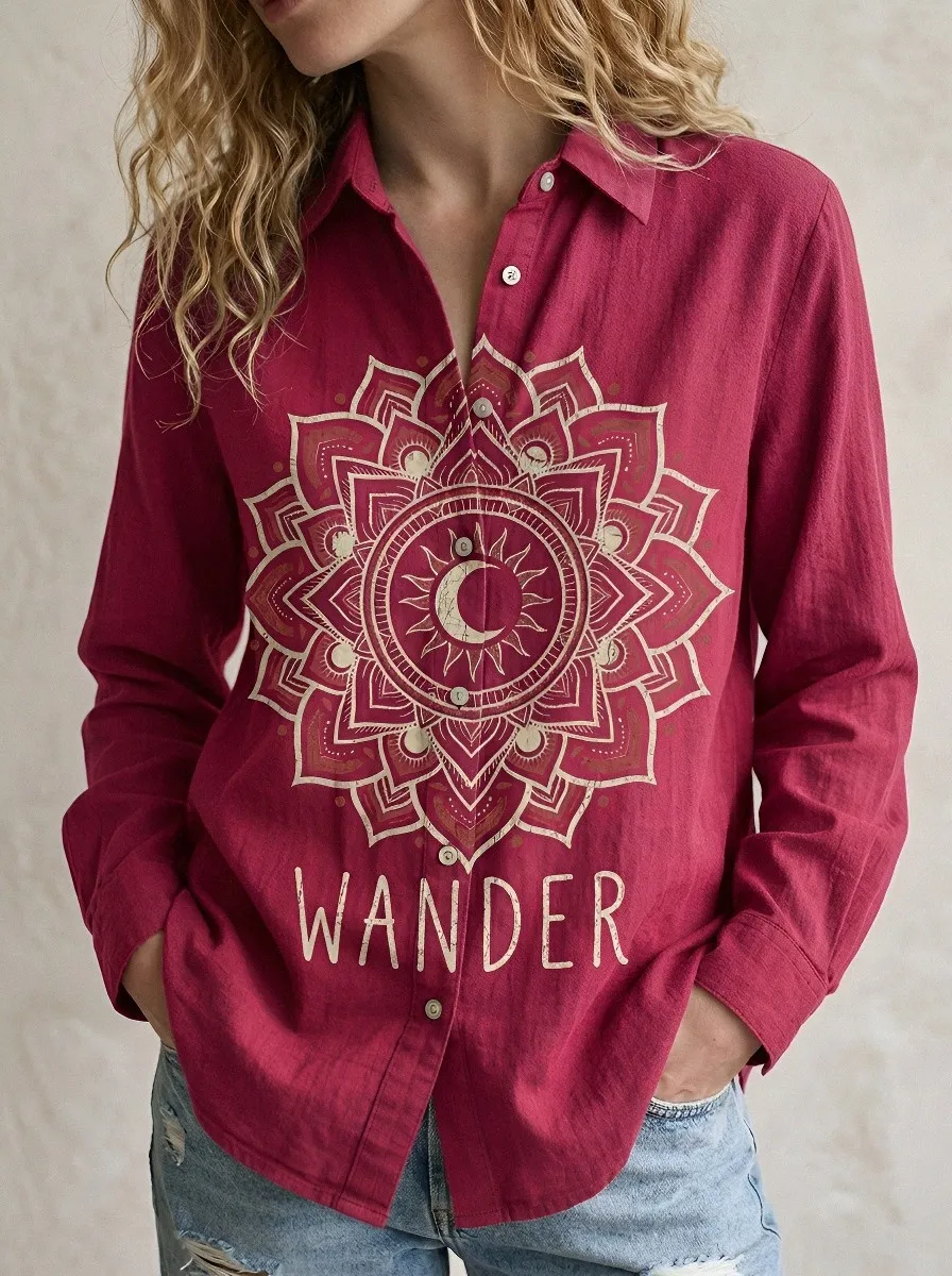 Boho Wander Moon Casual Shirt