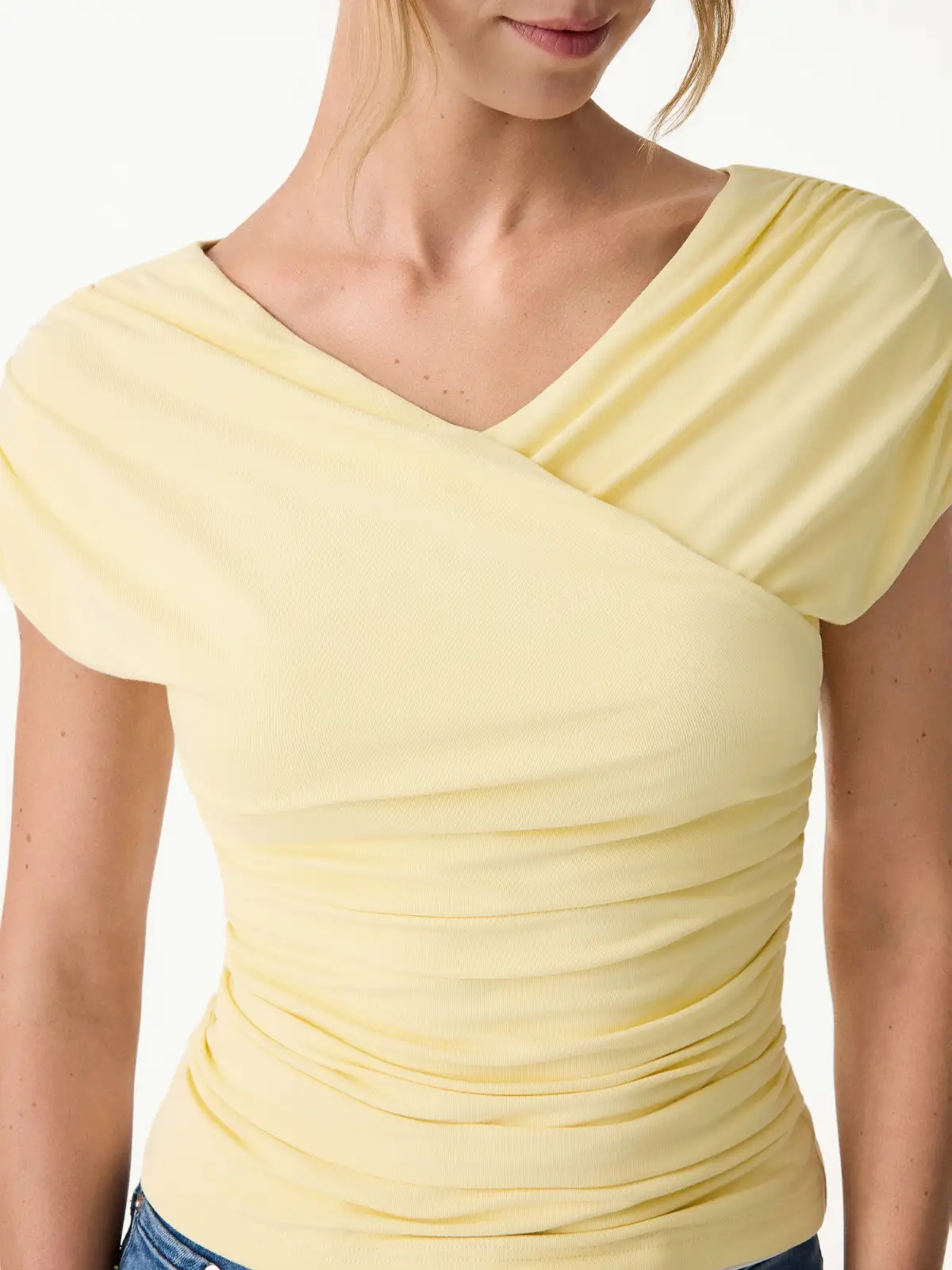Surplice V-Neck Ruching Bra Top