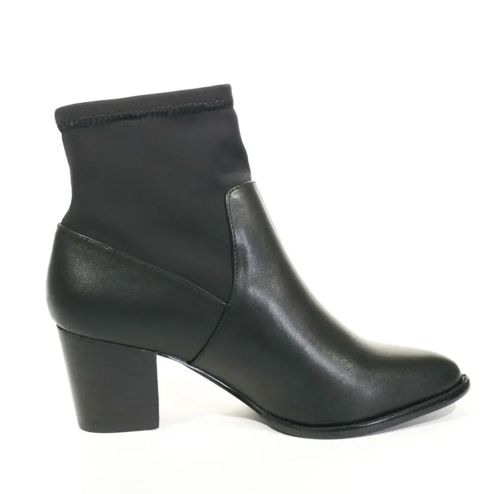 Faux Leather Stretch Ankle Boots