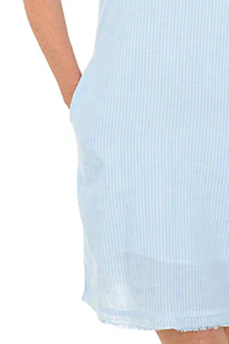 Striped Raw Edge Sleeveless Dress