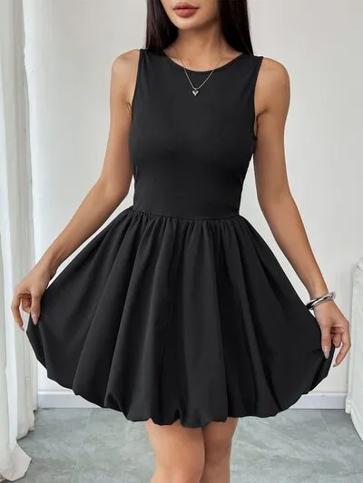 Classic Ruched Sleeveless Mini Dress
