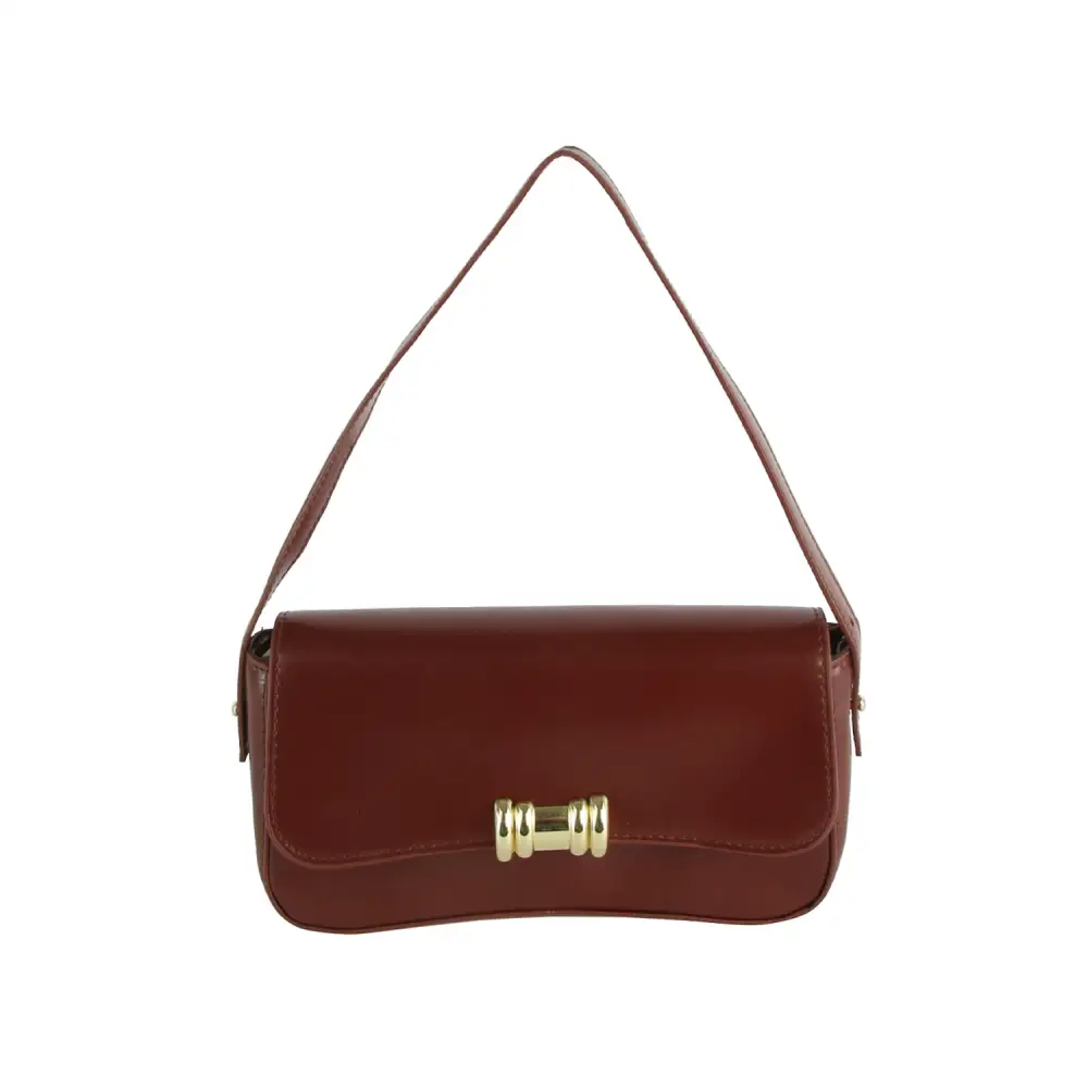 Everyday Detail Flap Front Faux Leather Shoulder Bag