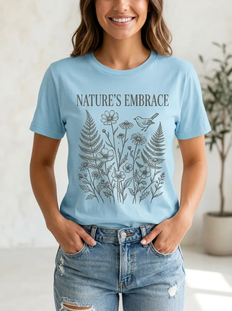 Nature Lover Wildflower Bird T-Shirt
