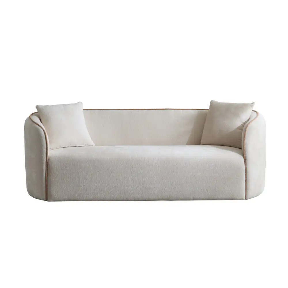 Contemporary Curved Boucle Sofa