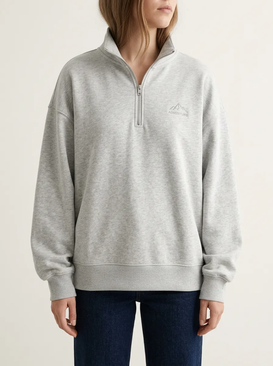Women's Quarter-Zip Mountain Graphic Printed Sweatshirt